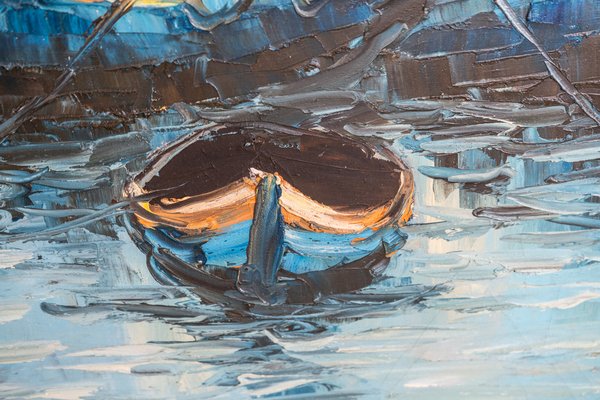 Boats on Water, 2000s, Canvas Painting-KNM-1004429