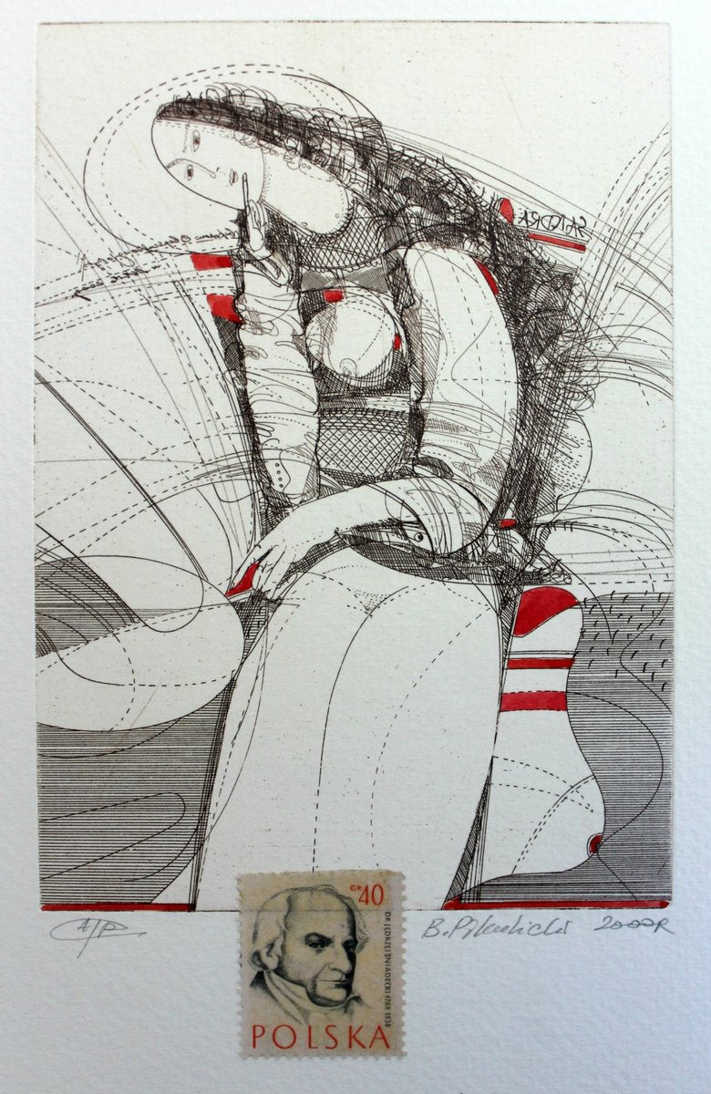 Bogdan Pikulicki, An Angel, Print & Collage on Embossed Paper, 2009