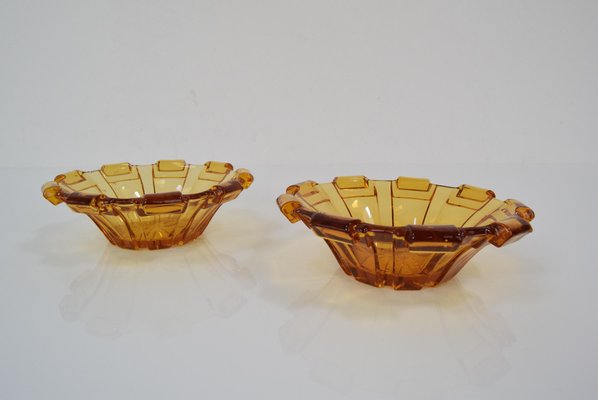 Bohemia Glass Bowls, 1950s, Set of 2-TZ-1298742