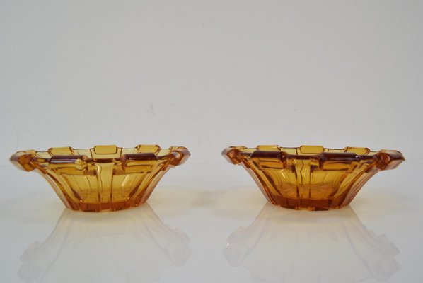 Bohemia Glass Bowls, 1950s, Set of 2-TZ-1298742