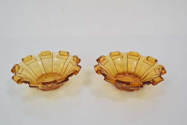 Bohemia Glass Bowls, 1950s, Set of 2-TZ-1298742