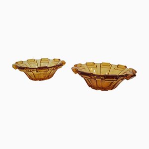 Bohemia Glass Bowls, 1950s, Set of 2-TZ-1298742