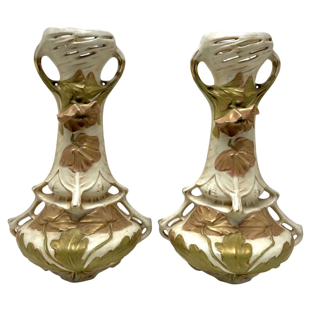 Bohemia Organically Shaped Vases from Royal Dux, 1920s, Set of 2