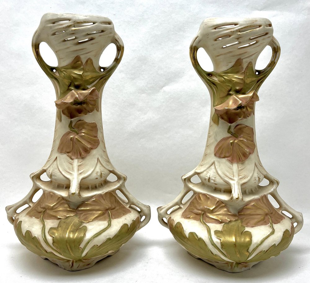 Bohemia Organically Shaped Vases from Royal Dux, 1920s, Set of 2