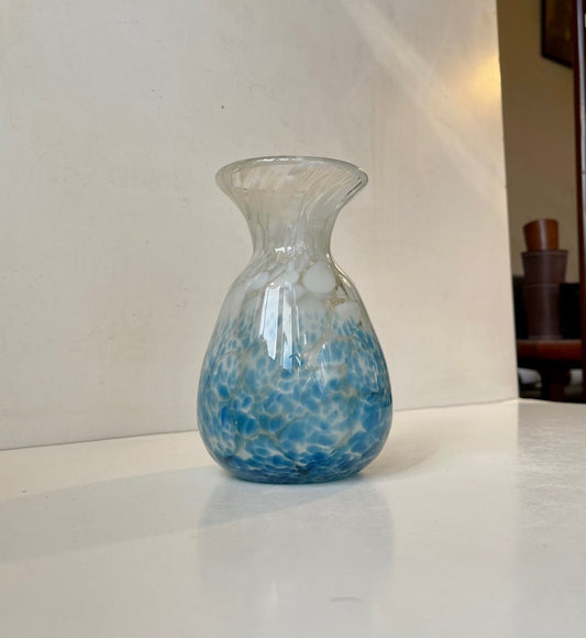 Bohemian Art Deco Blue Spatter Glass Vase Ffom Antonin Rükl & Sons, 1930s