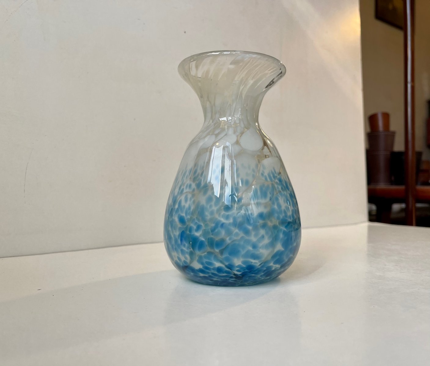 Bohemian Art Deco Blue Spatter Glass Vase Ffom Antonin Rükl & Sons, 1930s