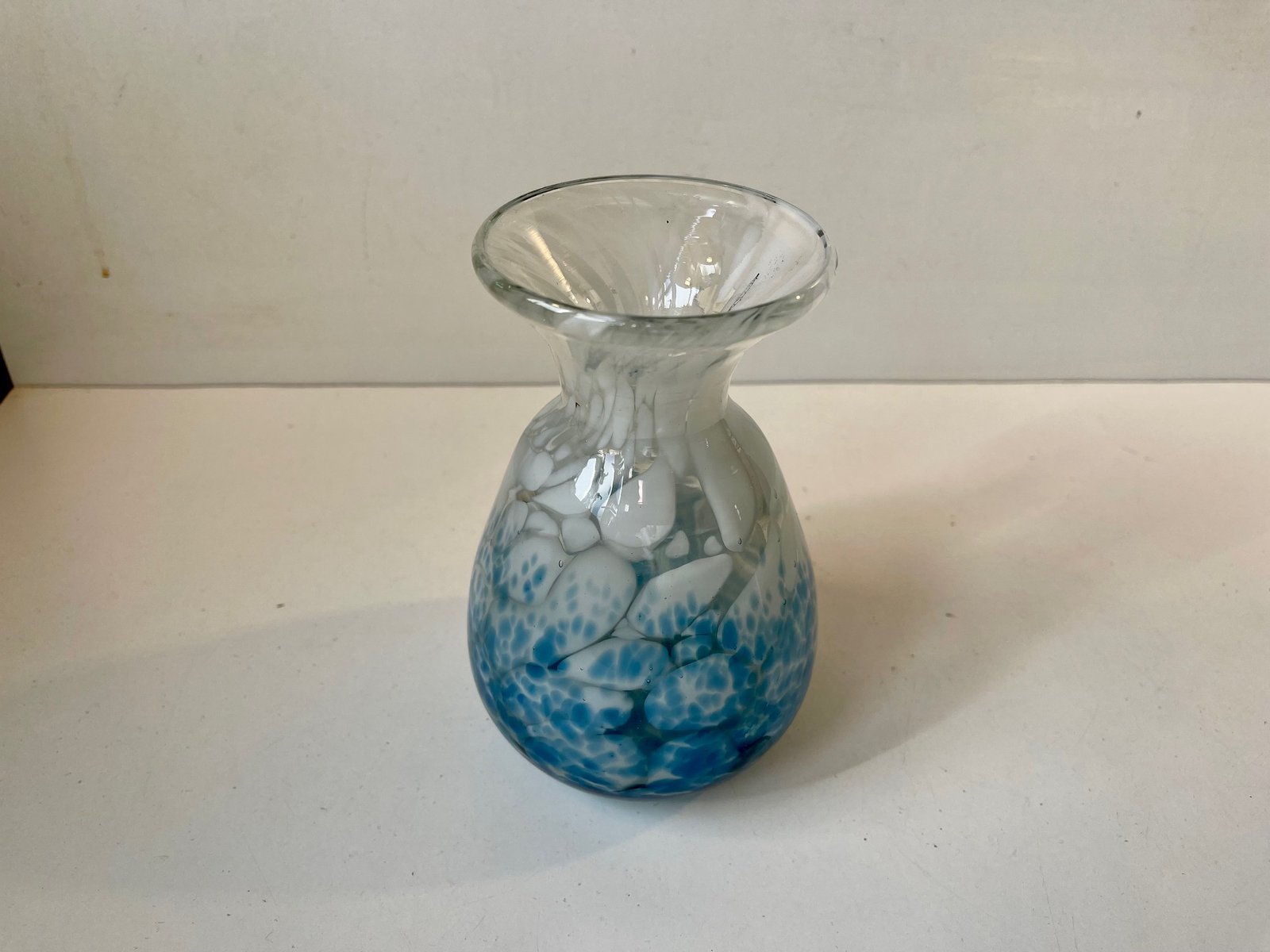 Bohemian Art Deco Blue Spatter Glass Vase Ffom Antonin Rükl & Sons, 1930s