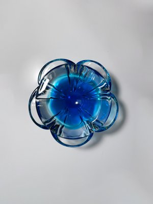 Bohemian Ashtray CZ with Cobalt Blue Flower, 1970s-VTK-2019821