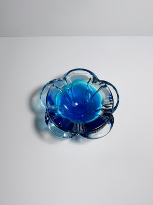 Bohemian Ashtray CZ with Cobalt Blue Flower, 1970s-VTK-2019821