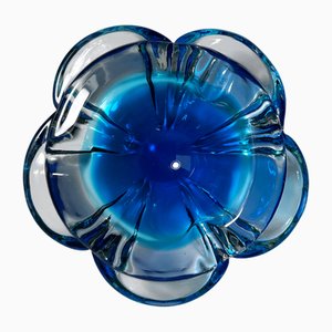 Bohemian Ashtray CZ with Cobalt Blue Flower, 1970s-VTK-2019821