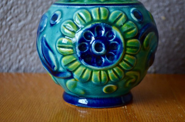 Bohemian Blue Green Vase from Bay Keramik, 1960s-AIU-1735253