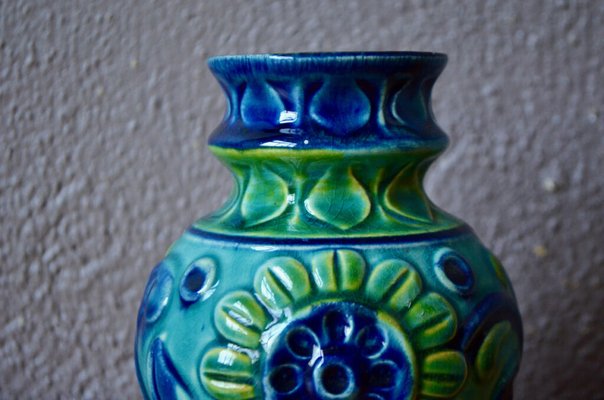 Bohemian Blue Green Vase from Bay Keramik, 1960s-AIU-1735253