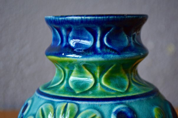 Bohemian Blue Green Vase from Bay Keramik, 1960s-AIU-1735253