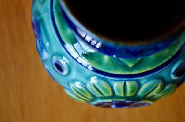 Bohemian Blue Green Vase from Bay Keramik, 1960s-AIU-1735253