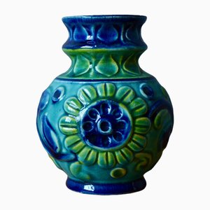 Bohemian Blue Green Vase from Bay Keramik, 1960s-AIU-1735253