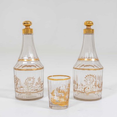 Bohemian Carafes with Drinking Glass, Set of 3-VEI-1807156