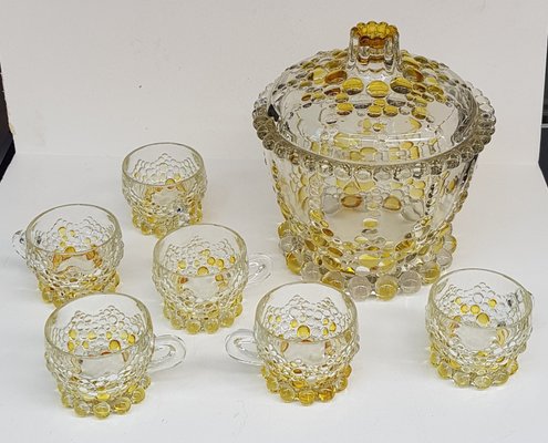 Bohemian Crystal Glass Bowl Set, 1970s, Set of 7-QDP-688720