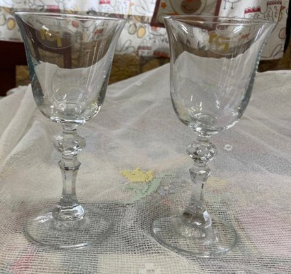 Bohemian Crystal Glasses with Carved Pedestals, 1960s, Set of 38-SNX-1792470