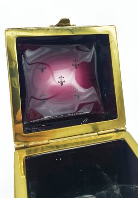 Bohemian Dark Purple Glass Box with Golden French Lily Decor-OZS-1386308