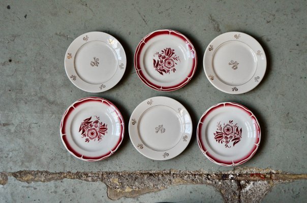 Bohemian Dessert Plates from Sarreguemines, 1940s, Set of 6-AIU-868826