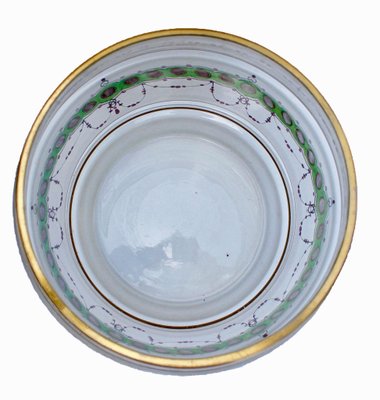 Bohemian Enameled Gold Edge Glass Punch Bowl, Set of 4-MJY-1150464