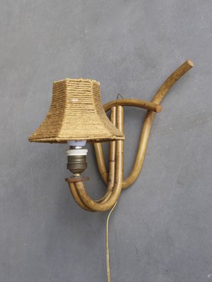 Bohemian French Bamboo Wall Lamp, 1950s