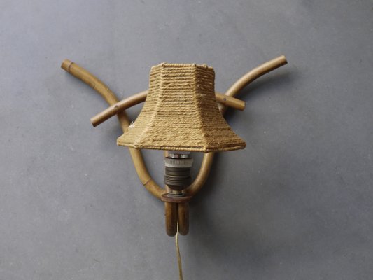 Bohemian French Bamboo Wall Lamp, 1950s-ZBW-942318