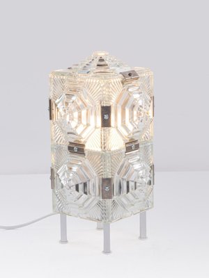 Bohemian Glass Cube Table Lamp by Kamenický Šenov, 1980s-DEK-1099213