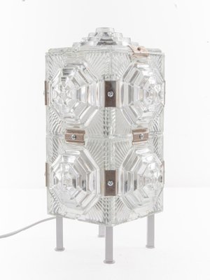 Bohemian Glass Cube Table Lamp by Kamenický Šenov, 1980s-DEK-1099213