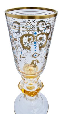 Bohemian Glass Footed Jar with Gold Leaf Decoration-MJY-1148979