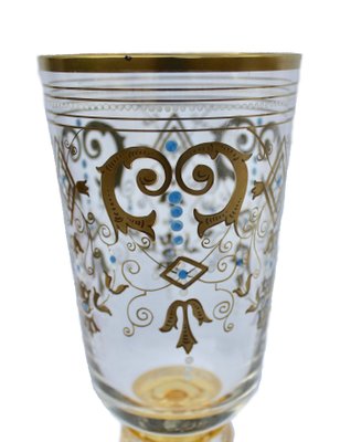 Bohemian Glass Footed Jar with Gold Leaf Decoration-MJY-1148979