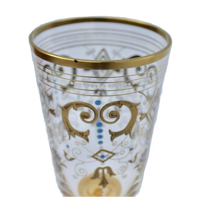 Bohemian Glass Footed Jar with Gold Leaf Decoration-MJY-1148979