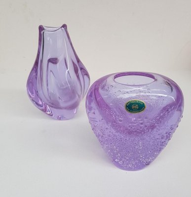 Bohemian Glass Vases by Miroslav Klinger, 1960s, Set of 2-QDP-840824