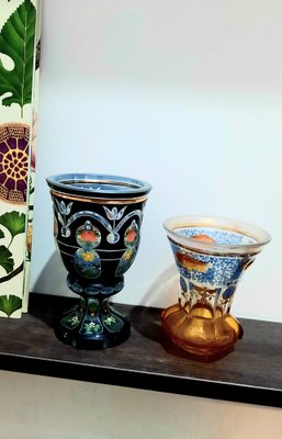 Bohemian Goblet and Vase, 1890s, Set of 2-EAI-1703842