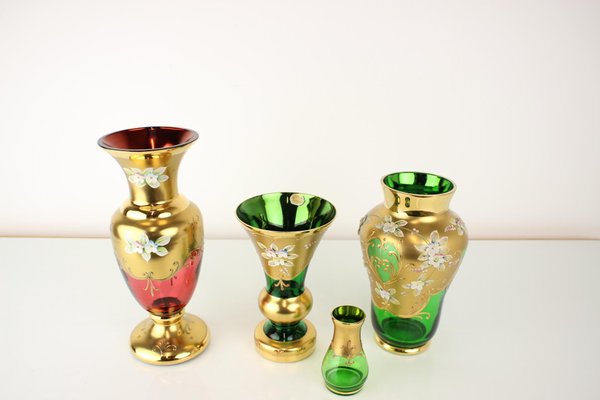 Bohemian Gold Glass Vase, Czechoslovakia, 1950s-TZ-1192556