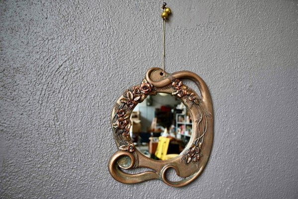 Bohemian Golden Ceramic Mirror, 1970s-AIU-1739041