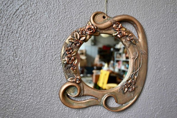 Bohemian Golden Ceramic Mirror, 1970s-AIU-1739041