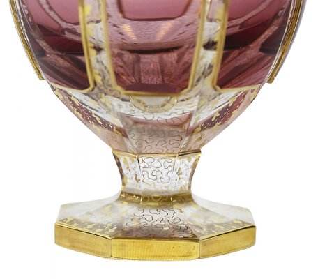 Bohemian Handmade Gilt Glass Lidded Candy Dish from Moser-ZVH-1789271