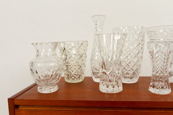 Bohemian Lead Crystal Vases, 1940s, Set of 10-WIX-685849