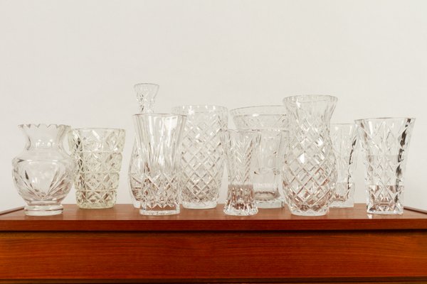 Bohemian Lead Crystal Vases, 1940s, Set of 10-WIX-685849