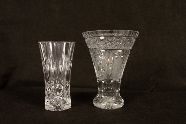 Bohemian Lead Crystal Vases, 1940s, Set of 10-WIX-685849