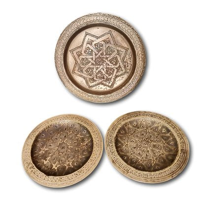 Bohemian Moroccan Brass Decorative Wall Plates, 1970s, Set of 3-SCS-1442054