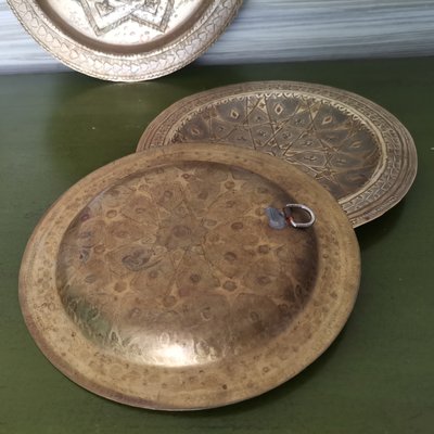 Bohemian Moroccan Brass Decorative Wall Plates, 1970s, Set of 3-SCS-1442054