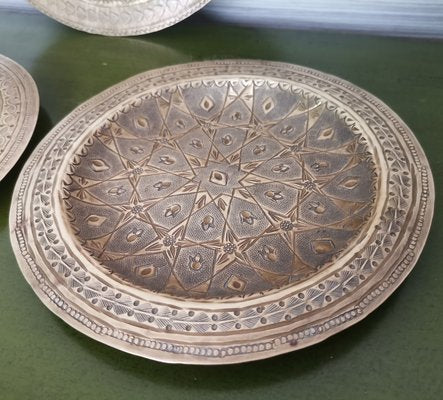 Bohemian Moroccan Brass Decorative Wall Plates, 1970s, Set of 3-SCS-1442054