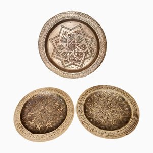 Bohemian Moroccan Brass Decorative Wall Plates, 1970s, Set of 3-SCS-1442054