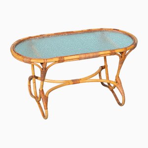 Bohemian Oval Coffee Table in Rattan & Glass from Rohé Noordwolde, 1970s-HGA-1799305