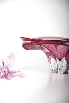 Bohemian Pink Glass Bowl by Josef M. Hospodka for Sklarny Chribska, 1960s-ALG-694713