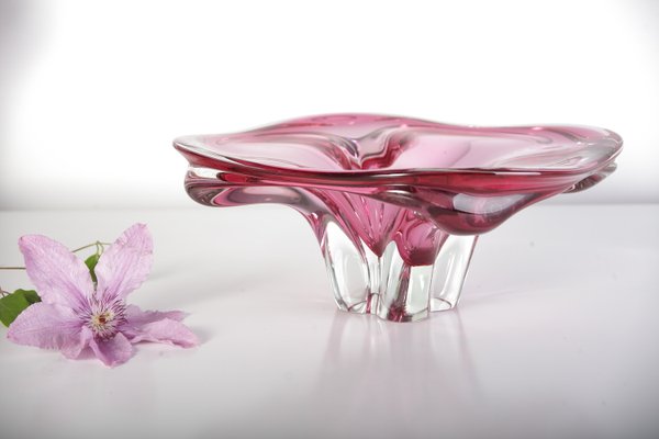 Bohemian Pink Glass Bowl by Josef M. Hospodka for Sklarny Chribska, 1960s-ALG-694713