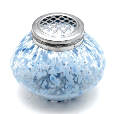 Bohemian Pique Fleurs Vase with Grille & Flecked with Blue, Late 1930s-MJY-1148895