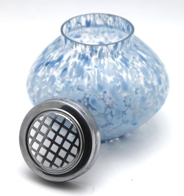 Bohemian Pique Fleurs Vase with Grille & Flecked with Blue, Late 1930s-MJY-1148895